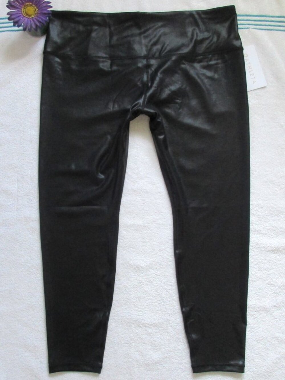 New ATHLETA Leggings 2X Black Shine 7/8 Tight